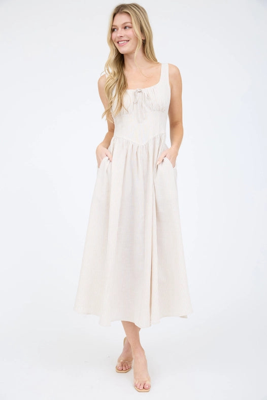 Lina Striped Midi Dress