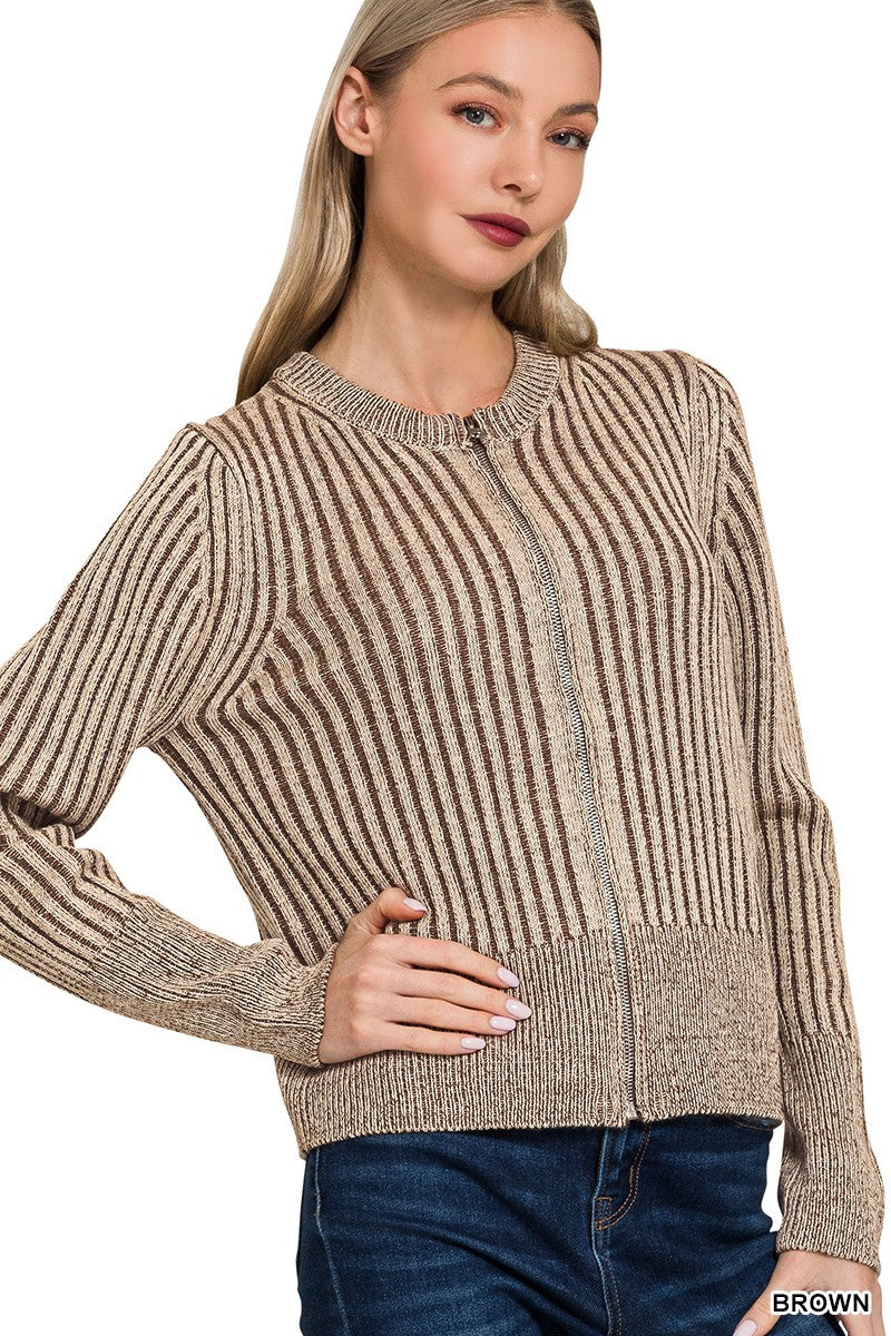 Camille Contrast Zip Cardigan