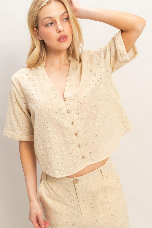 Remi Floral Eyelet Top