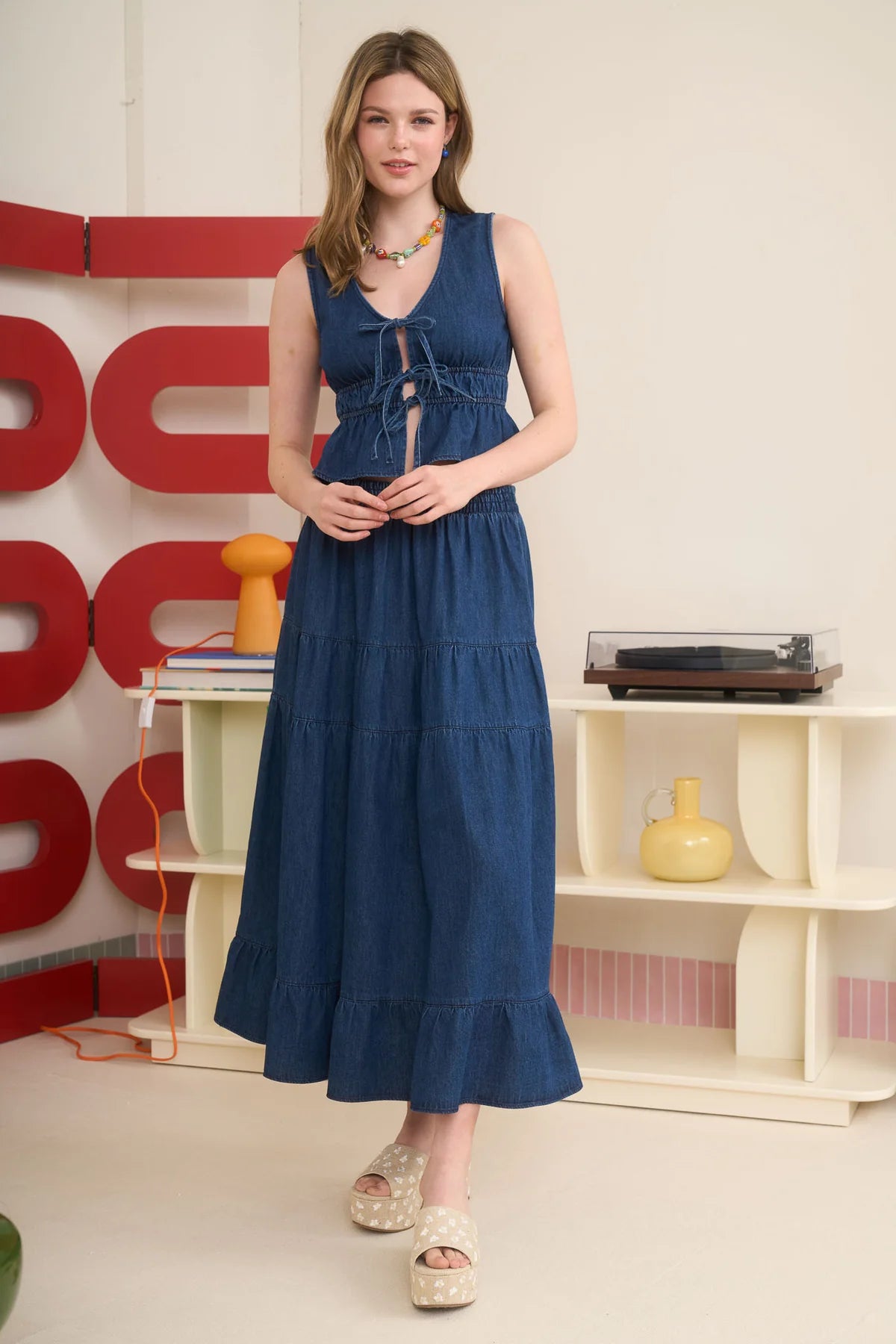 Brisa Denim Tiered Skirt