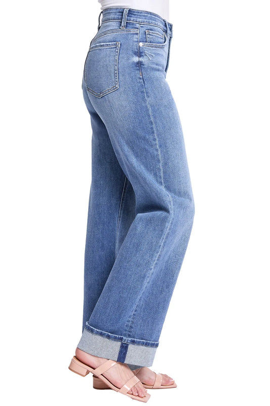 Luna Wide-Leg Cuff Jeans
