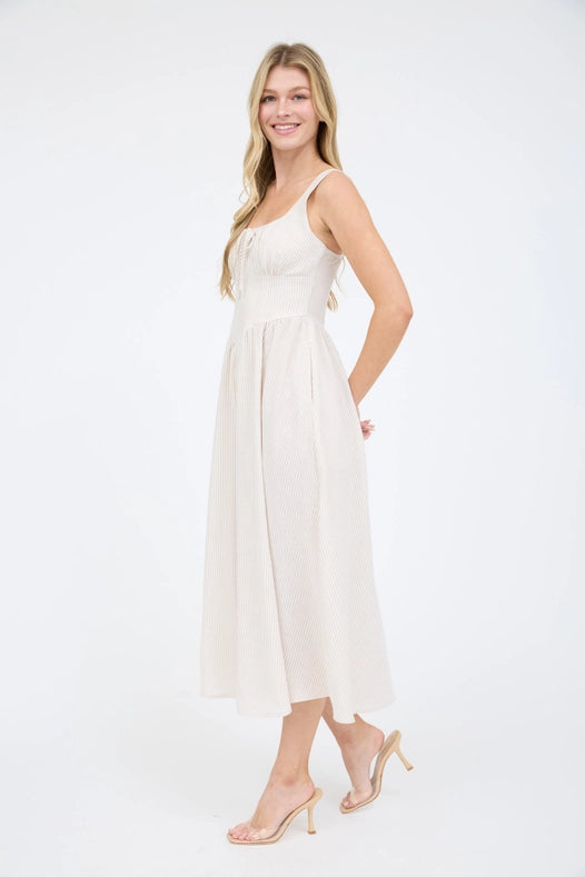 Lina Striped Midi Dress