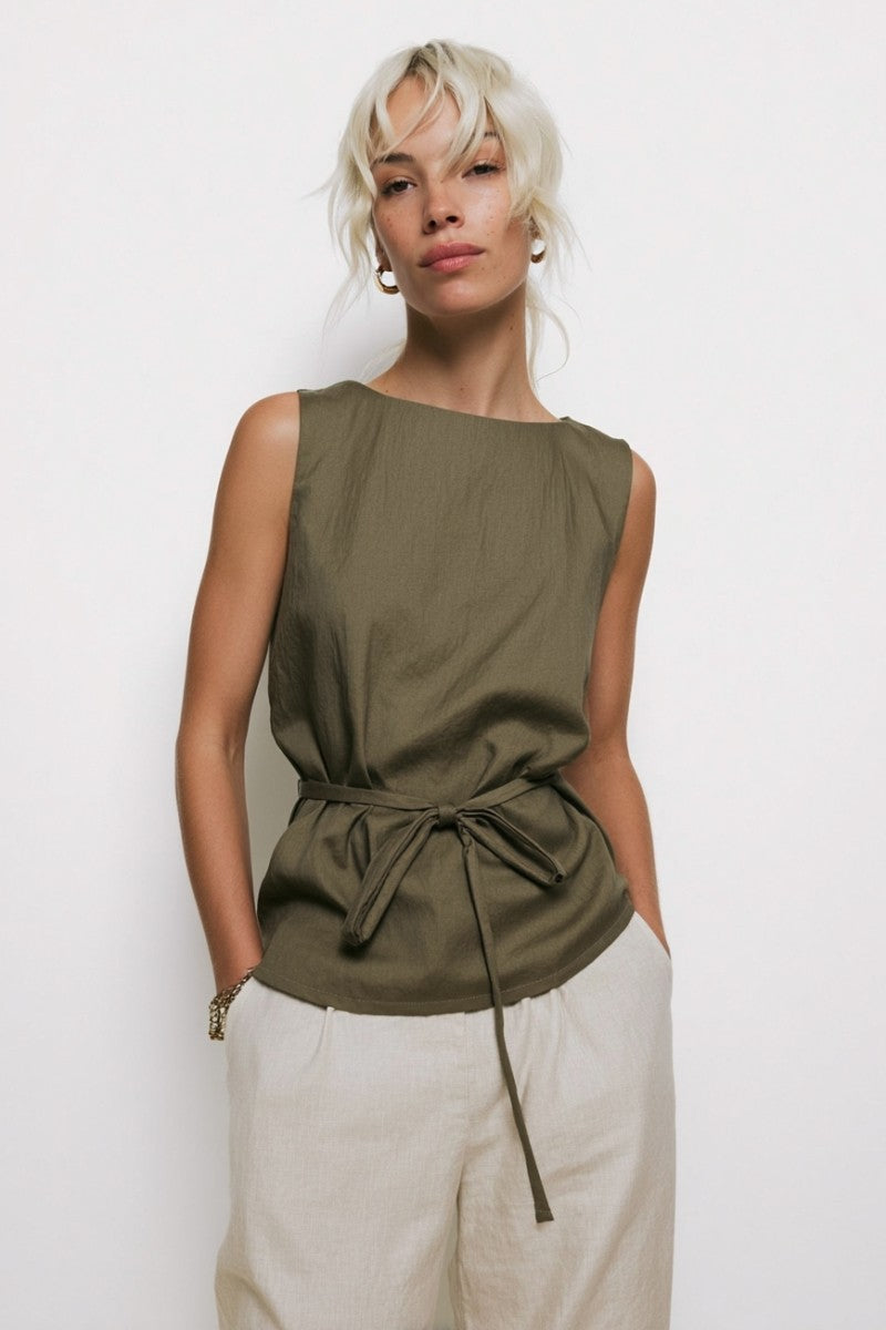 Elena Tie-Waist Top
