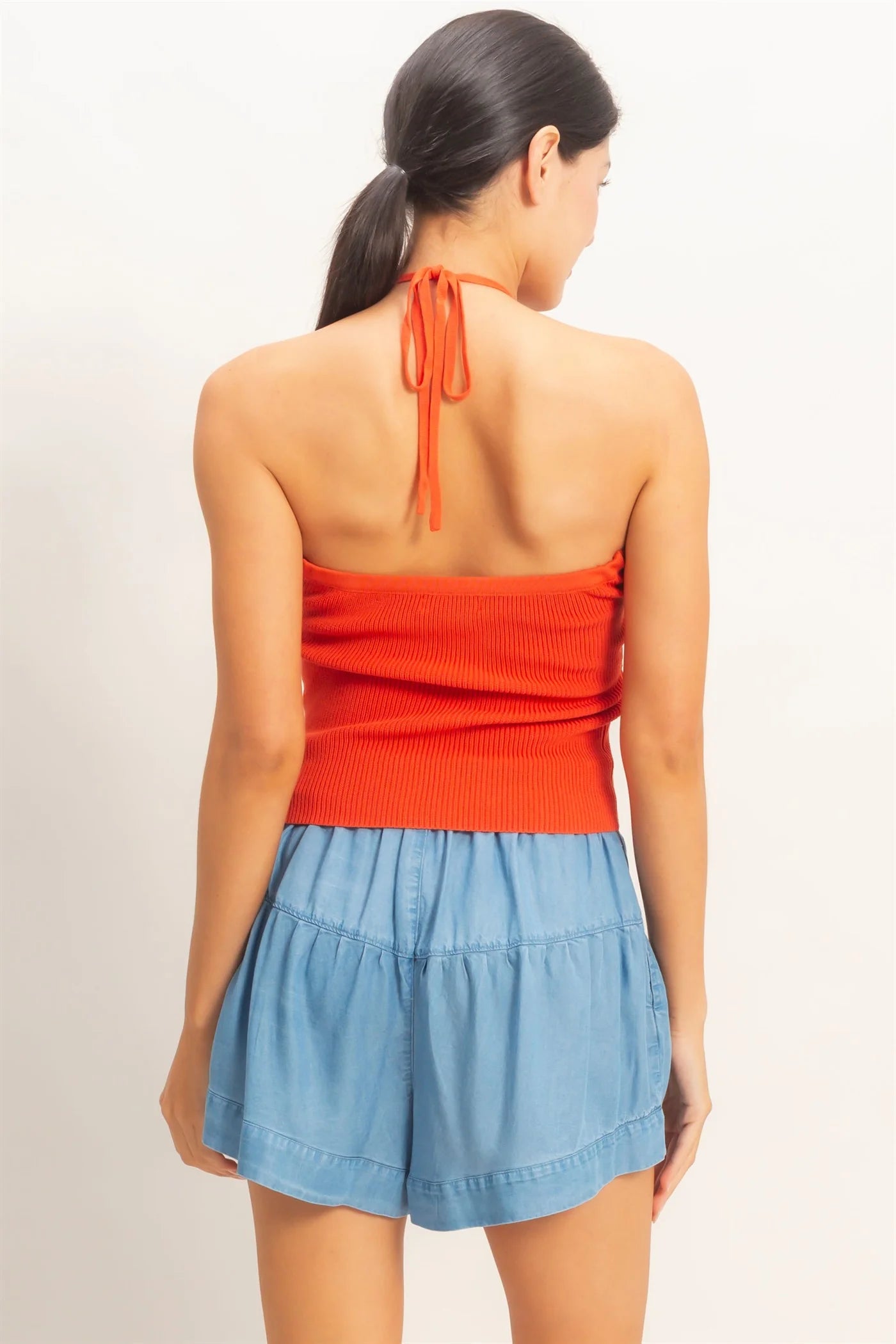 Sunset Twist Halter Knit Top