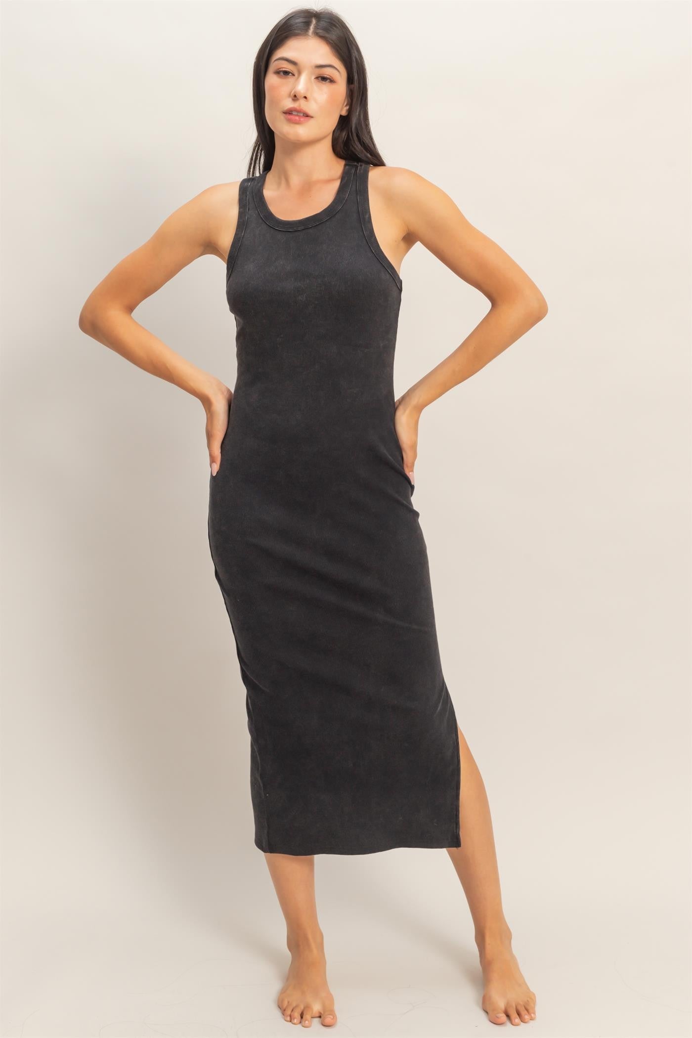 Midnight Mineral Wash Midi Dress