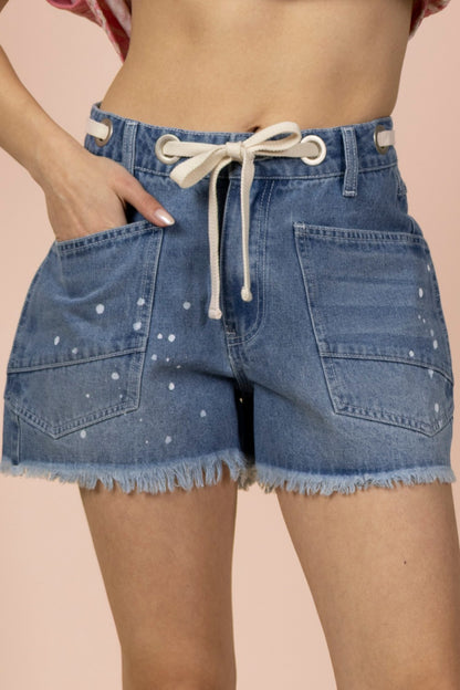 Splatter Denim Shorts