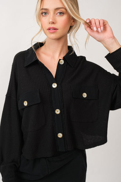 Ellis Cropped Waffle Jacket