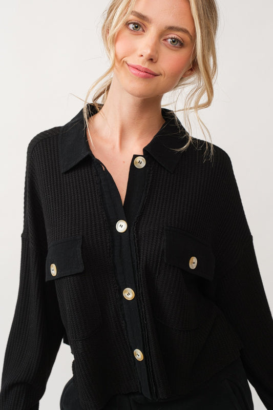 Ellis Cropped Waffle Jacket