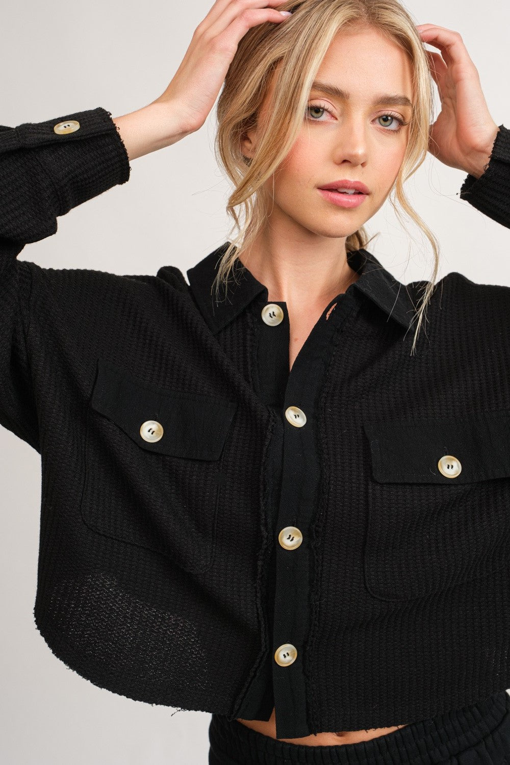 Ellis Cropped Waffle Jacket