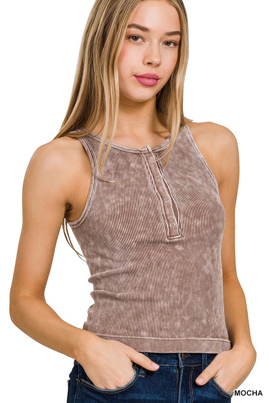 Roxy Ribbed Henley Tank