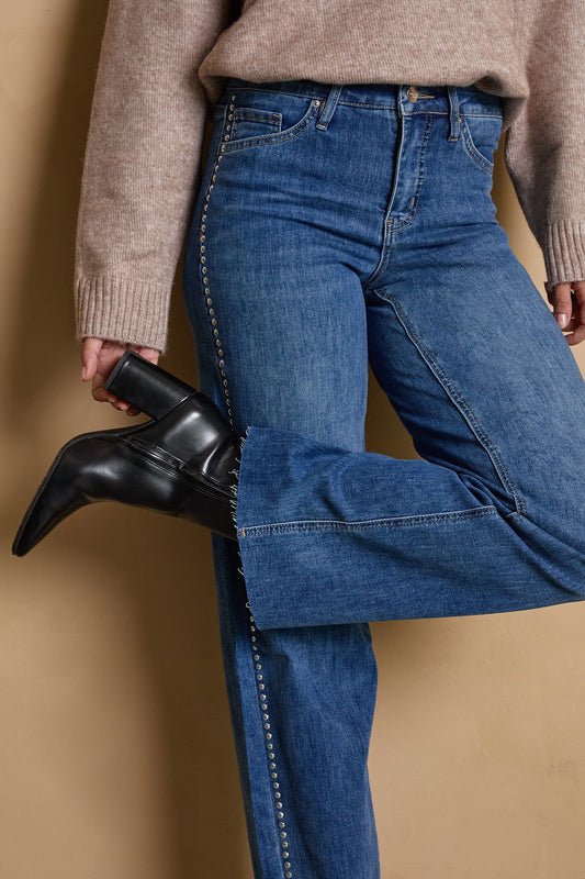 Jenna Studded Wide Leg Jeans