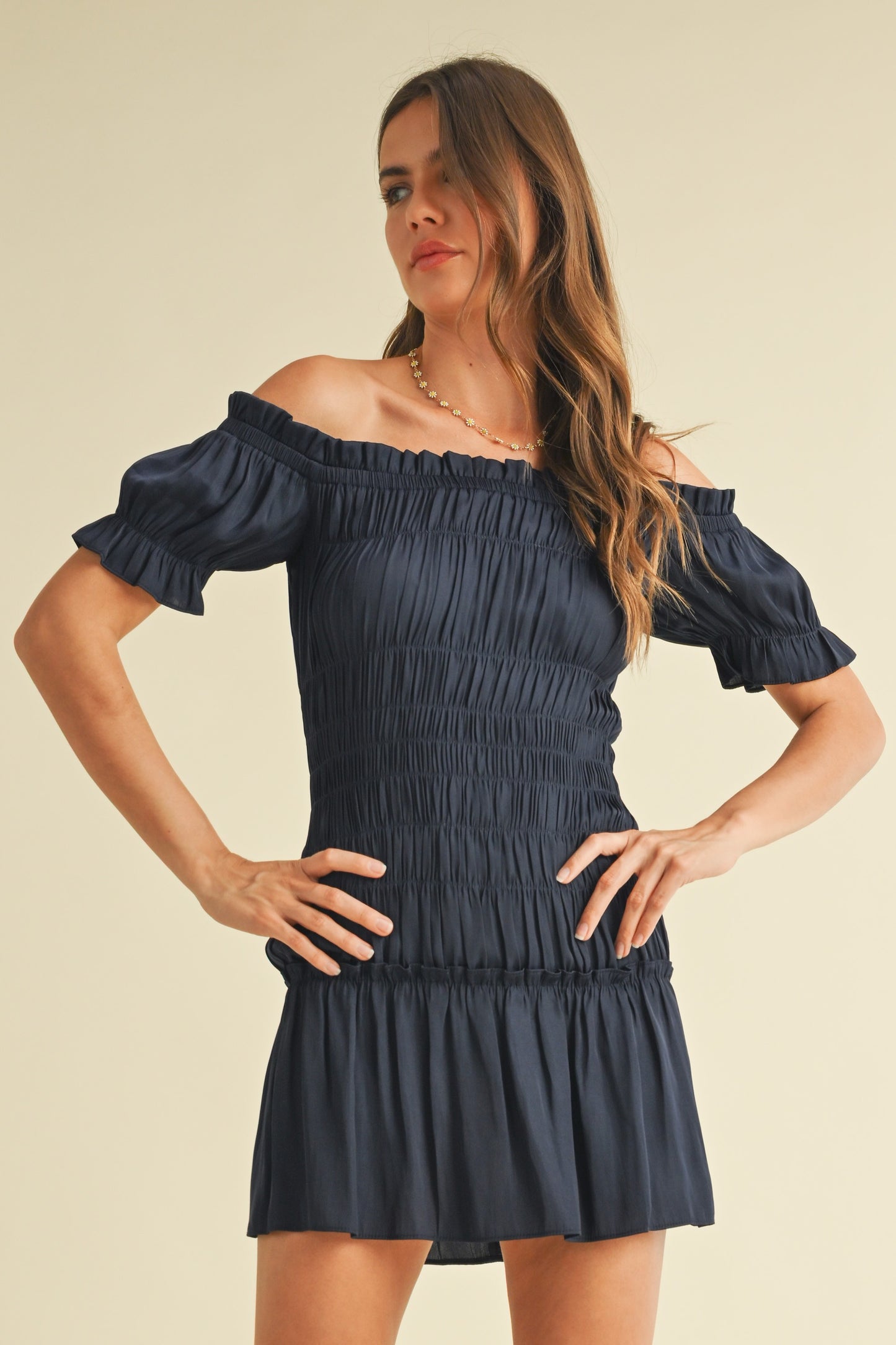 Luna Smocked Off-Shoulder Dress