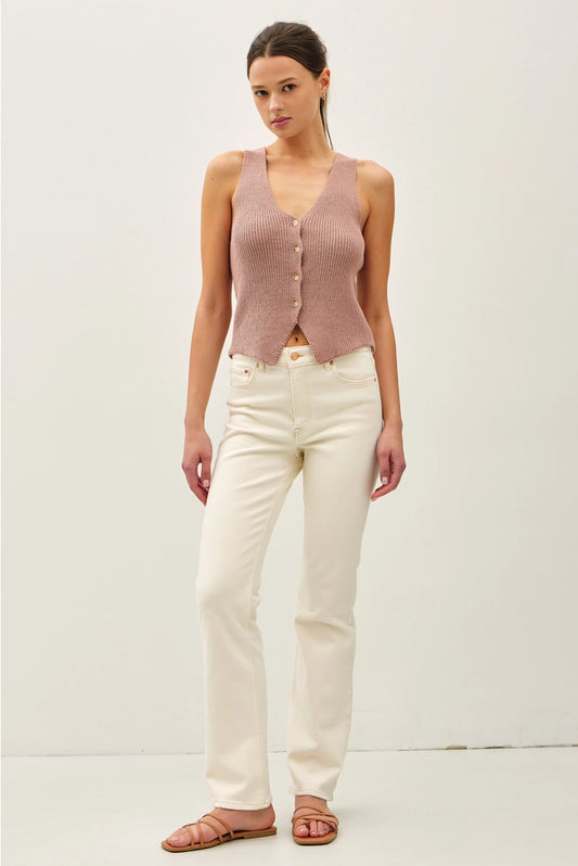Rae Ribbed Knit Sweater Vest