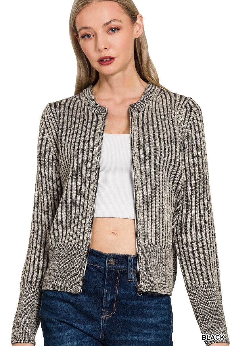 Camille Contrast Zip Cardigan