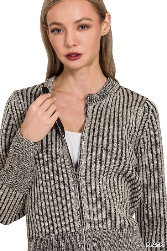 Camille Contrast Zip Cardigan