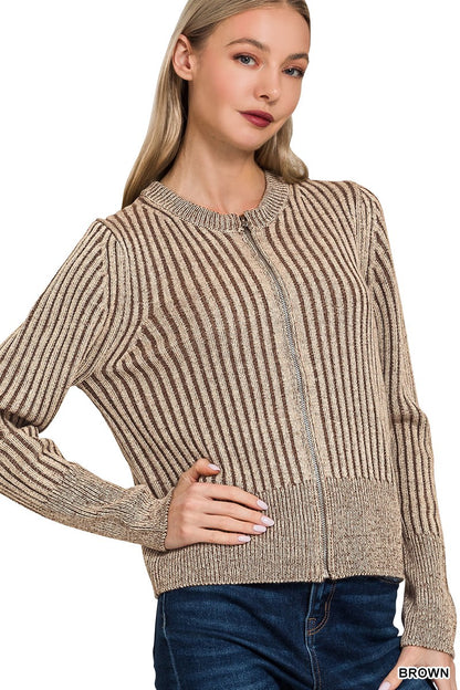 Camille Contrast Zip Cardigan