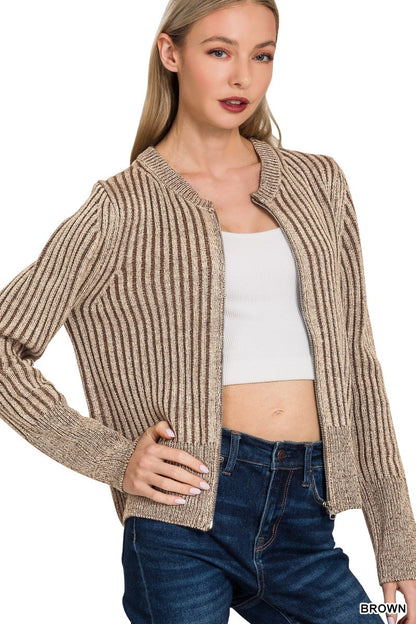 Camille Contrast Zip Cardigan