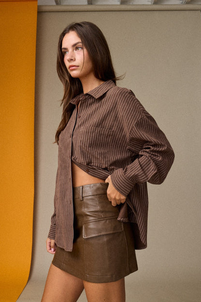 Cora Chocolate Pinstripe Shirt