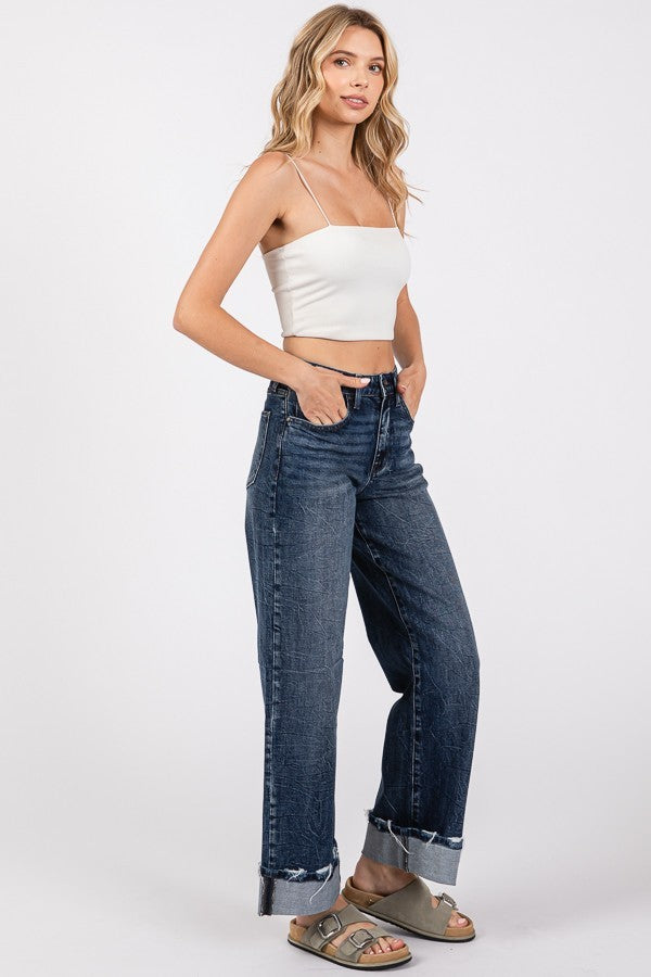 Harper Cuffed Wide Leg Jeans