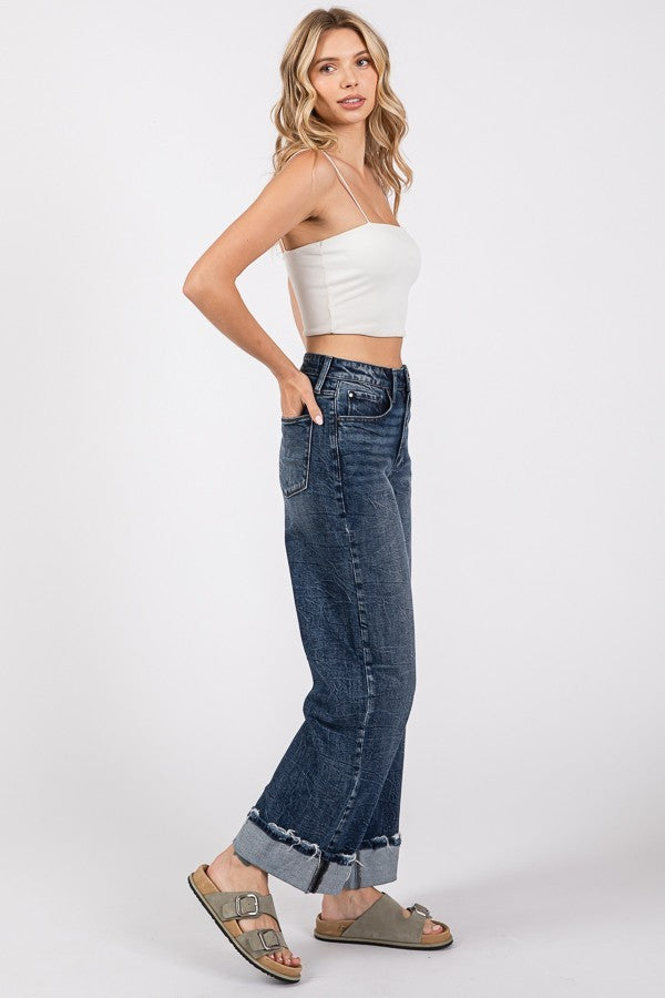 Harper Cuffed Wide Leg Jeans