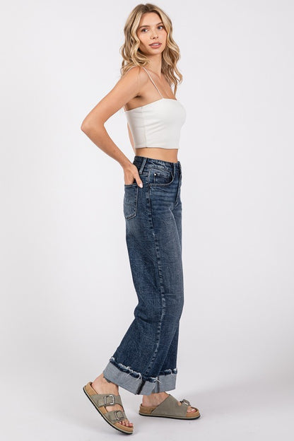 Harper Cuffed Wide Leg Jeans