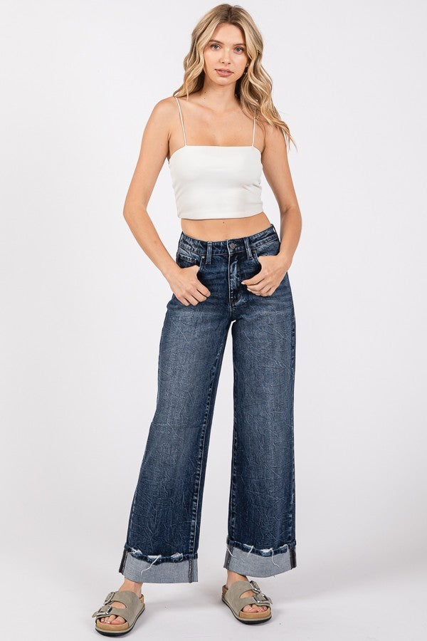 Harper Cuffed Wide Leg Jeans