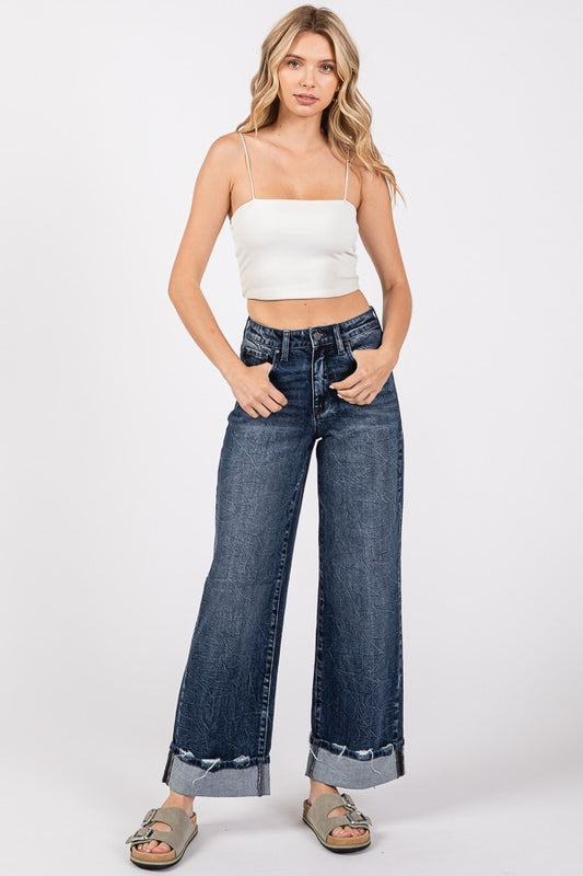 Harper Cuffed Wide Leg Jeans