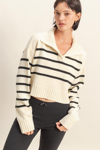 Marlowe Striped Collared Sweater