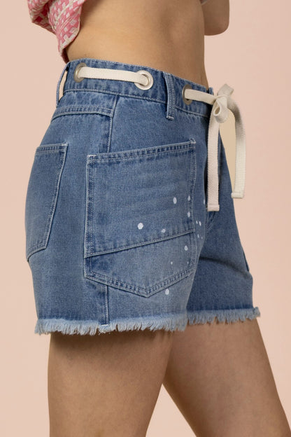 Splatter Denim Shorts