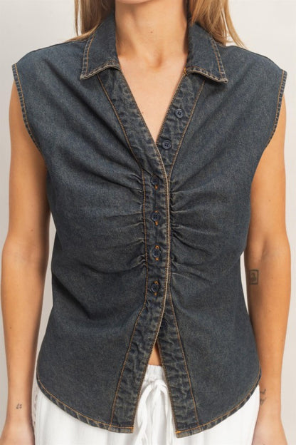 Willow Sleeveless Denim Top