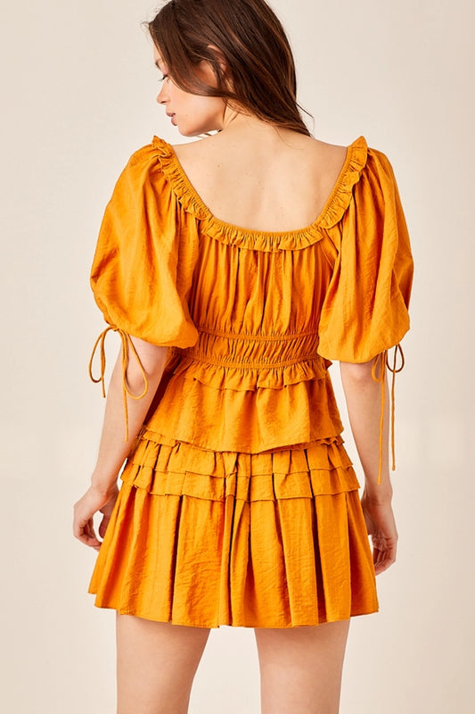 Marisol Smocked Ruffle Puff Sleeve Top