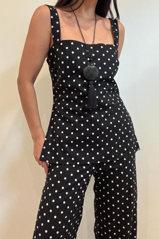 Stacey Polka Dot Linen Top