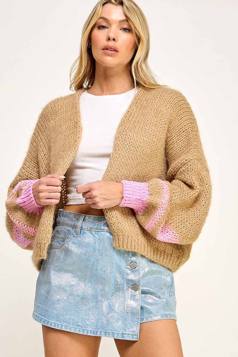 Rhea Bubble-Sleeve Cardigan