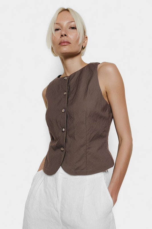 Alma Buttoned Vest Top