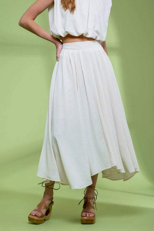 Sofia Box Pleated Midi Skirt