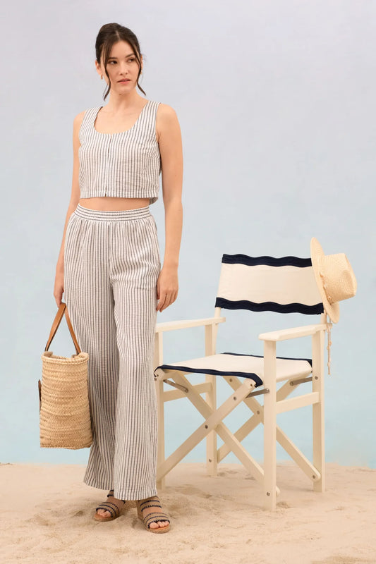 Harbor Stripe Linen Set
