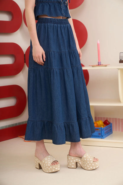 Brisa Denim Tiered Skirt