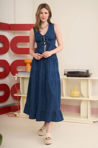 Brisa Denim Tiered Skirt