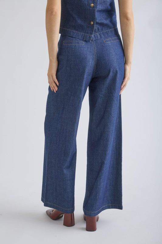 Paisley Pleated Denim Pants