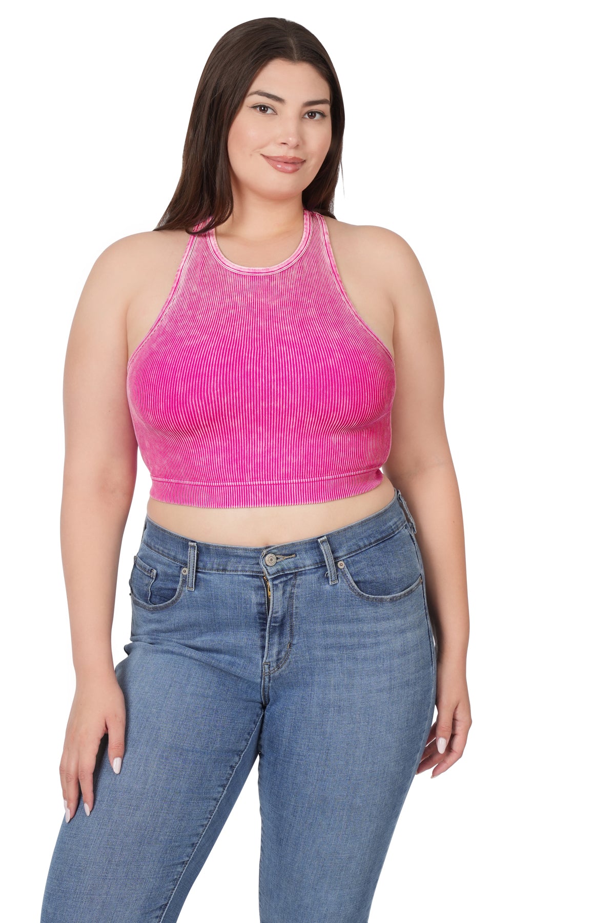 Plus Washed Cropped Tank Top