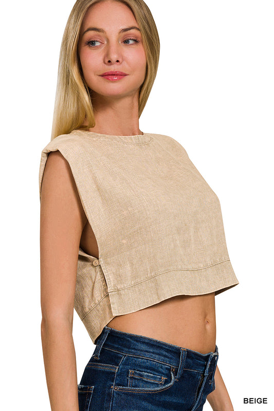 Ellie Linen Crop Tank