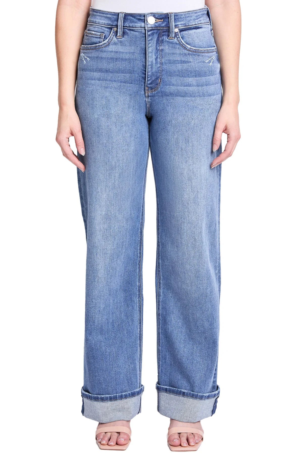 Luna Wide-Leg Cuff Jeans