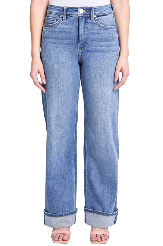 Luna Wide-Leg Cuff Jeans