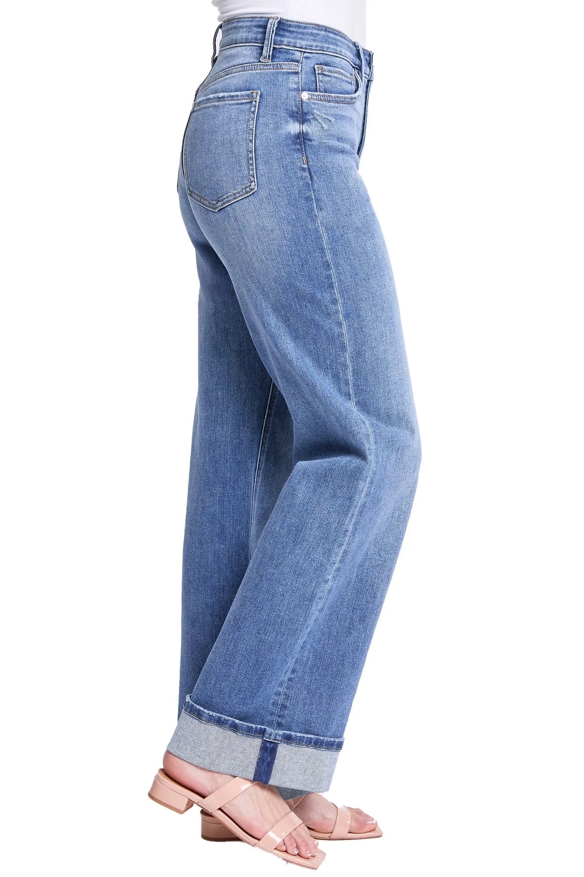 Luna Wide-Leg Cuff Jeans