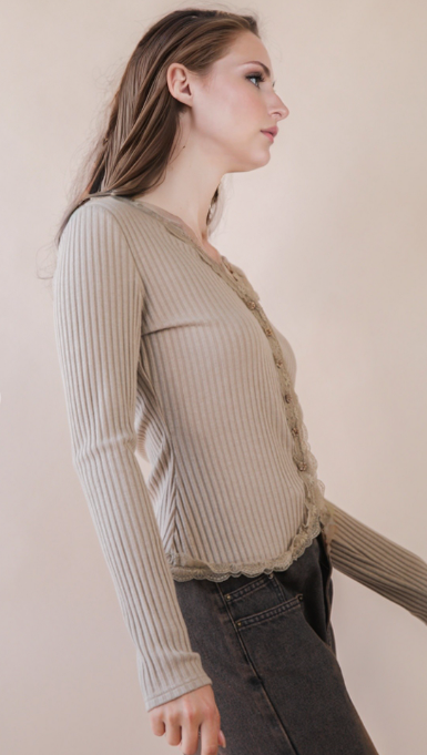 Noelle Ribbed Lace Cardigan