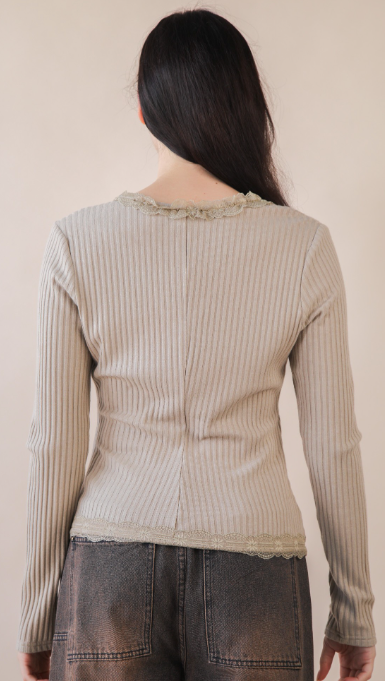 Noelle Ribbed Lace Cardigan