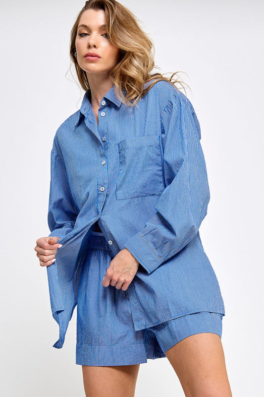 Blue Coast Striped Button Down