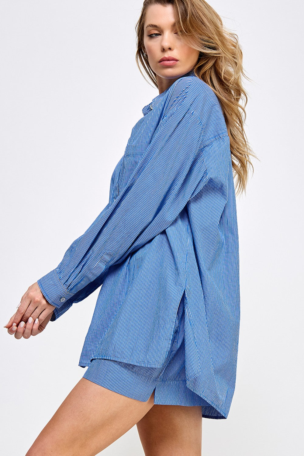 Blue Coast Striped Button Down