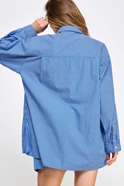 Blue Coast Striped Button Down