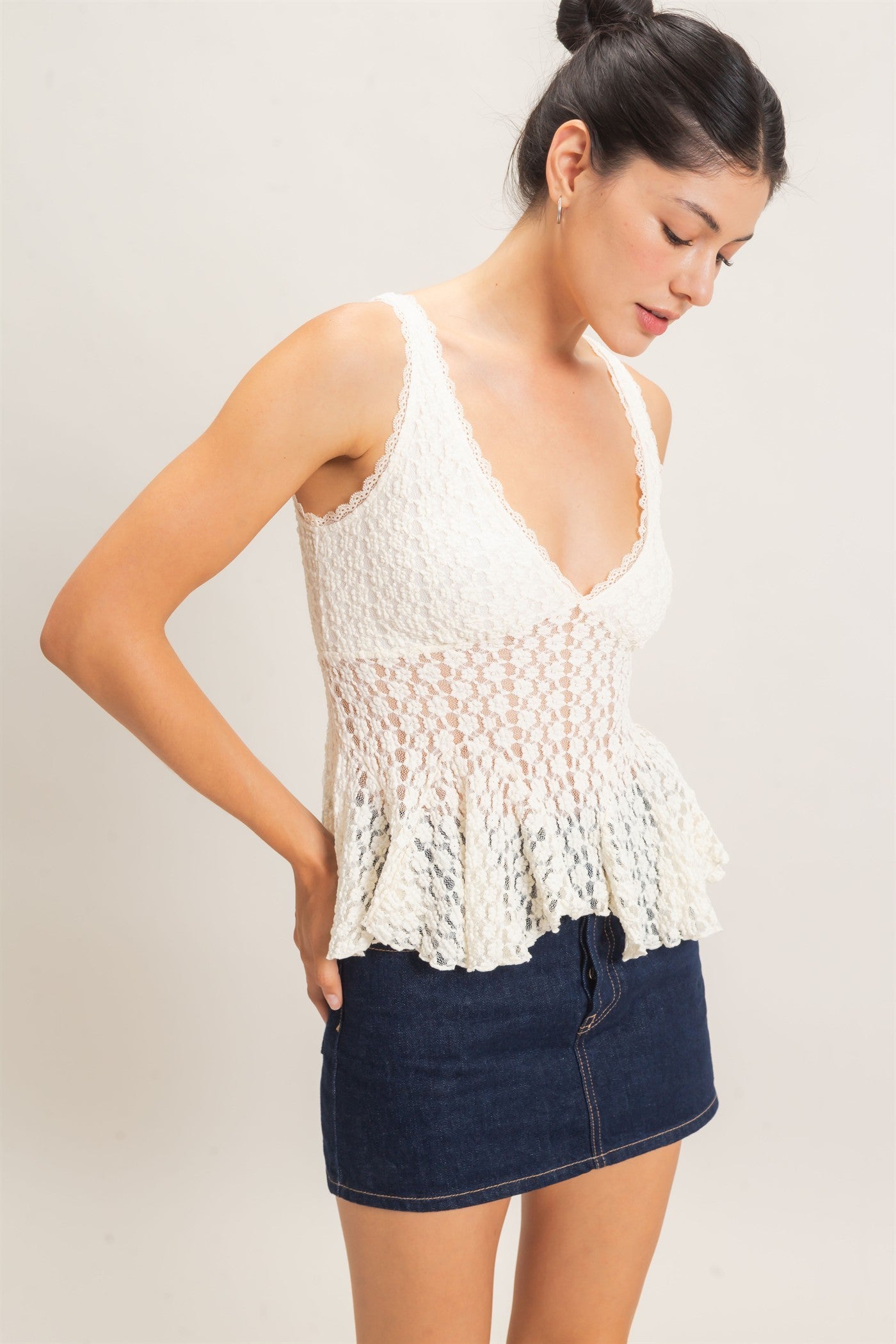 Savannah Lace Peplum Top